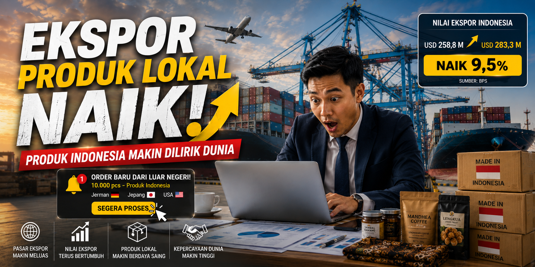 Read more about the article Ekspor Produk Lokal Naik, Pelaku Usaha Kecil Mulai Tembus Pasar Luar Negeri